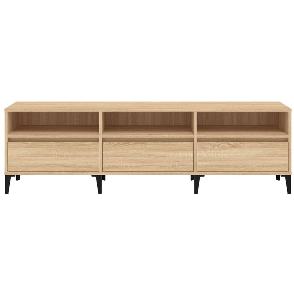 vidaXL 3 Drawer 3 Open Shelf Sonoma Oak TV Cabinet with Black Legs Image 6