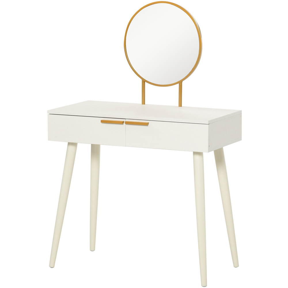 Portland 2 Drawer White Dressing Table with Mirror Image 2