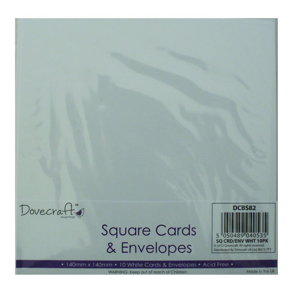 Dovecraft Square Cards and Envelopes White 14 x14cm 10 pack Image