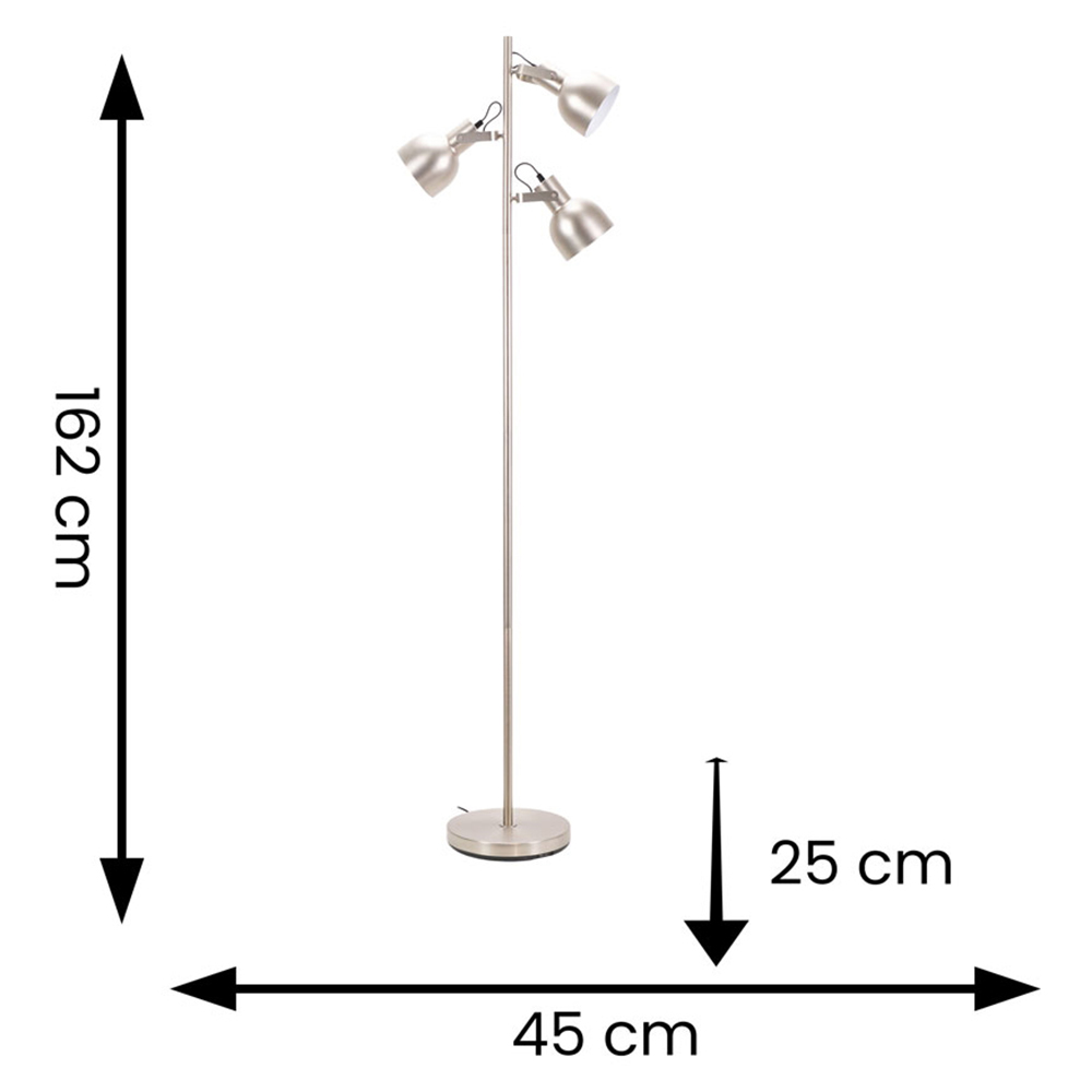 ValueLights Albie Chrome 3 Way Adjustable LED Floor Lamp Image 6