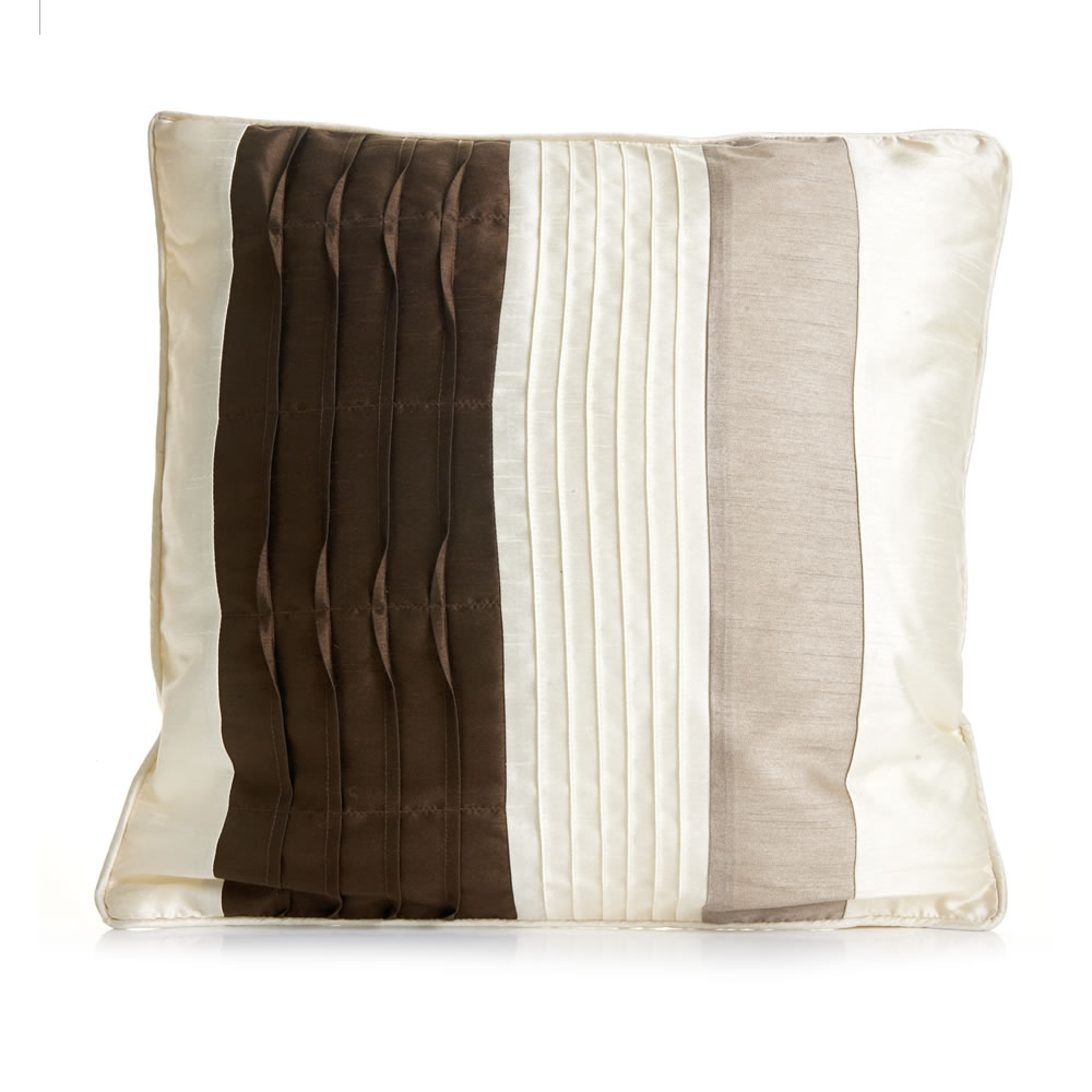 Wilko Faux Silk Brown Stripe Cushion 43 x 43cm Image
