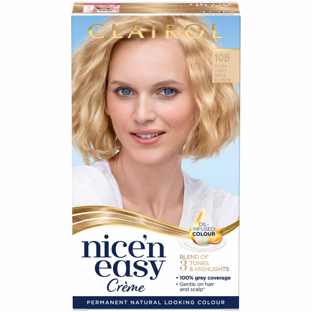 Clairol Nice'n Easy Extra Light Beige Blonde 10B Permanent Hair Dye Image 1