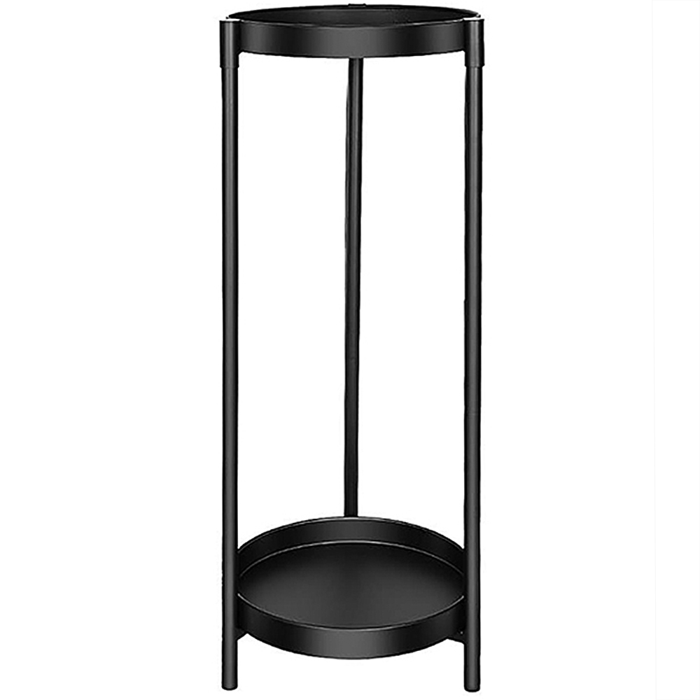 Living and Home 2 Shelf Black Metal Plant Stand Image 1