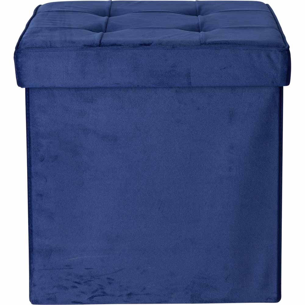 Wilko Velour Storage Cube Blue Wilko