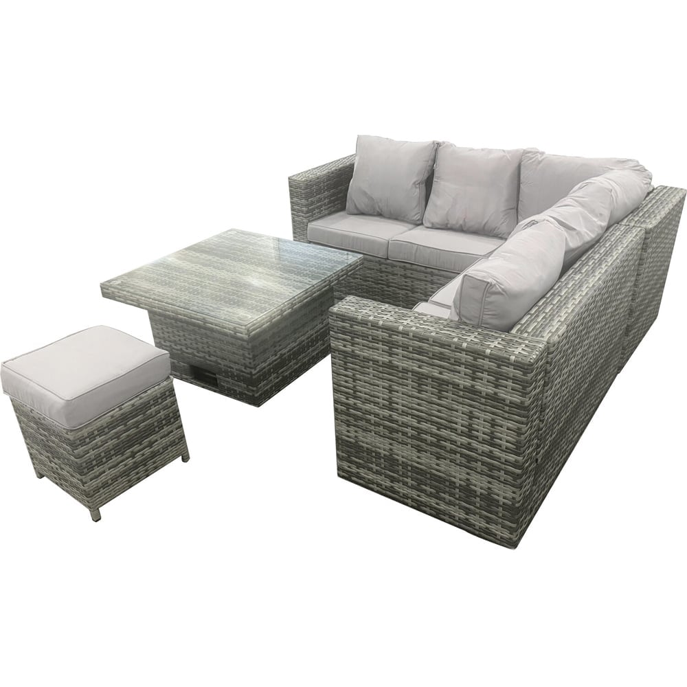 Carolina 5 Seater Grey Rattan Height Adjustable Table Garden Corner Lounge Set Image 3