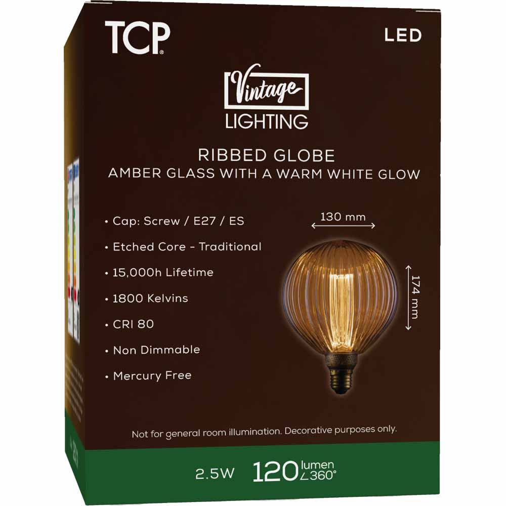 TCP LED Amber Globe 120l E27 Warm White Image 2
