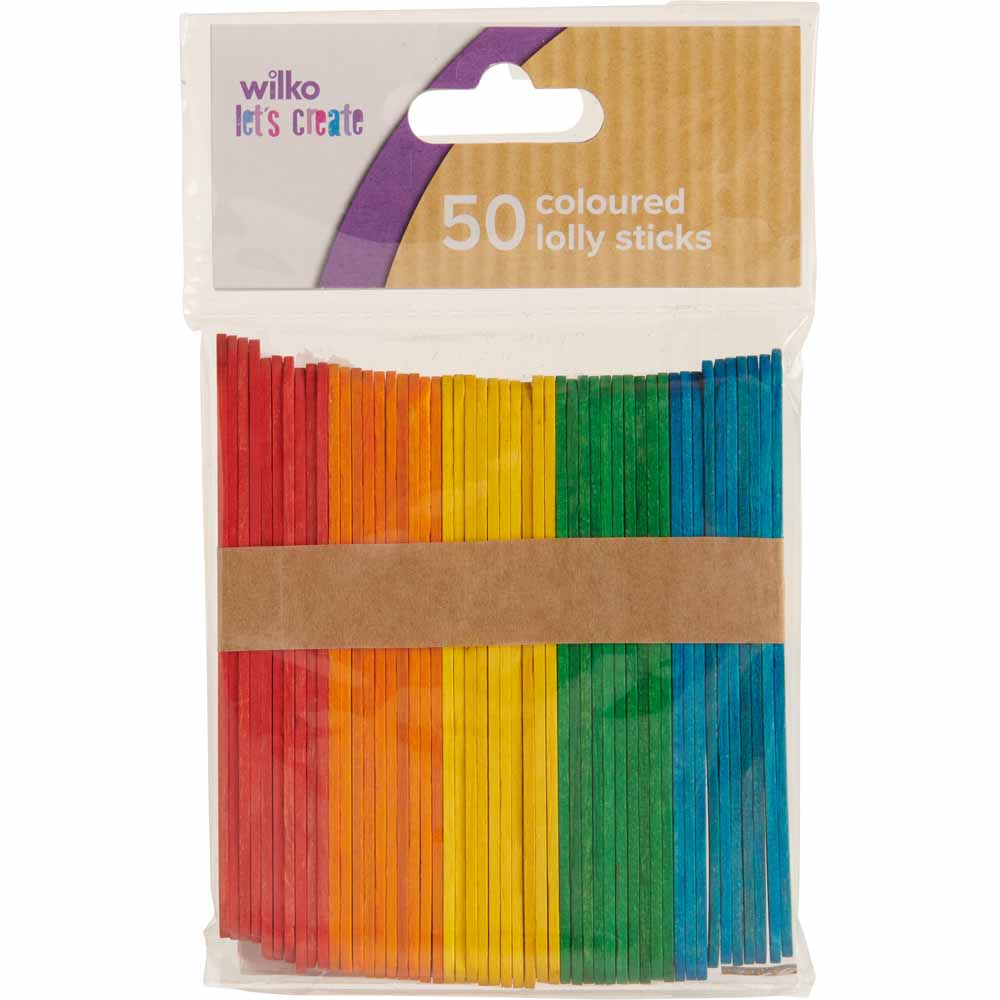 Wilko Coloured Lolly Sticks 50pk Image