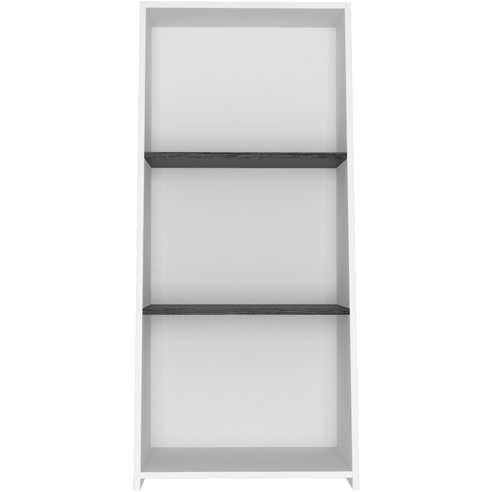 Dallas 3 Shelf White and Carbon Grey Low Bookcase Image 2