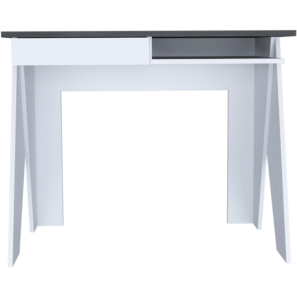 Dallas Single Drawer Home Office Desk White and Carbon Grey Image 2