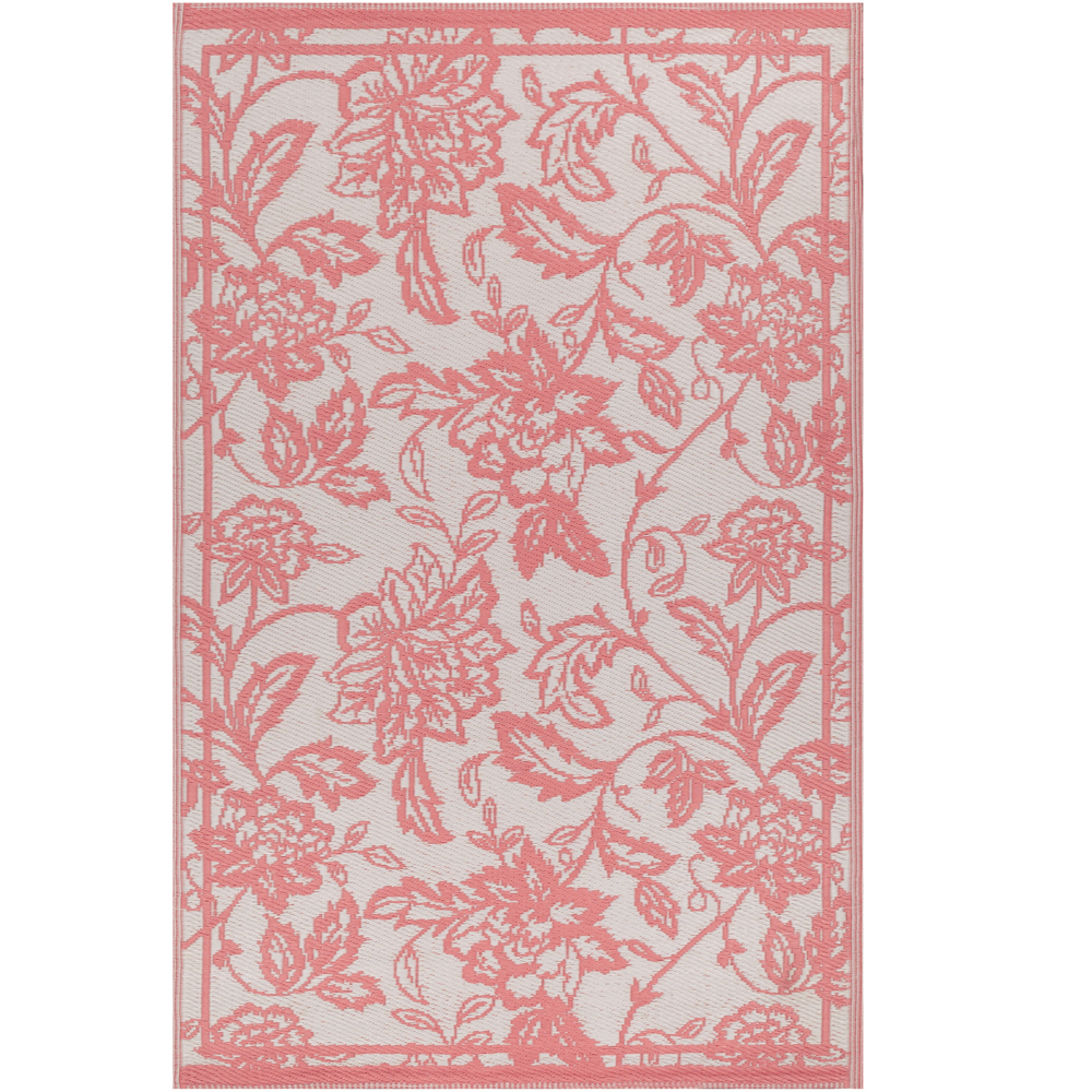 furn. Anemone Peach and Cream Woven Jacquard Outdoor Rug 120 x 180cm Image 1