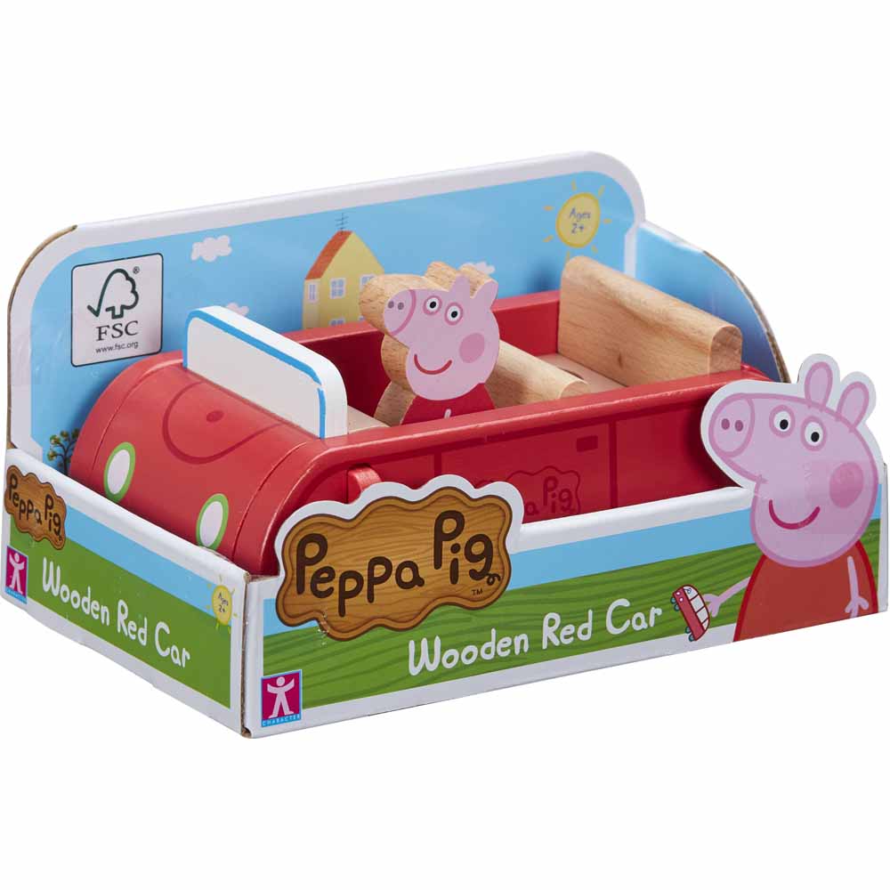 Peppa Pig Wooden Red Car Image 1