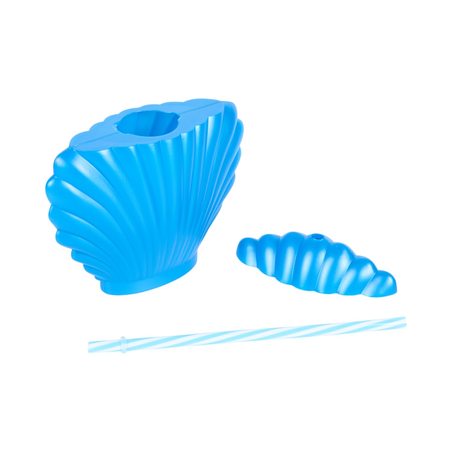 Neptune Shell Bottle with Straw  - Blue Image 3