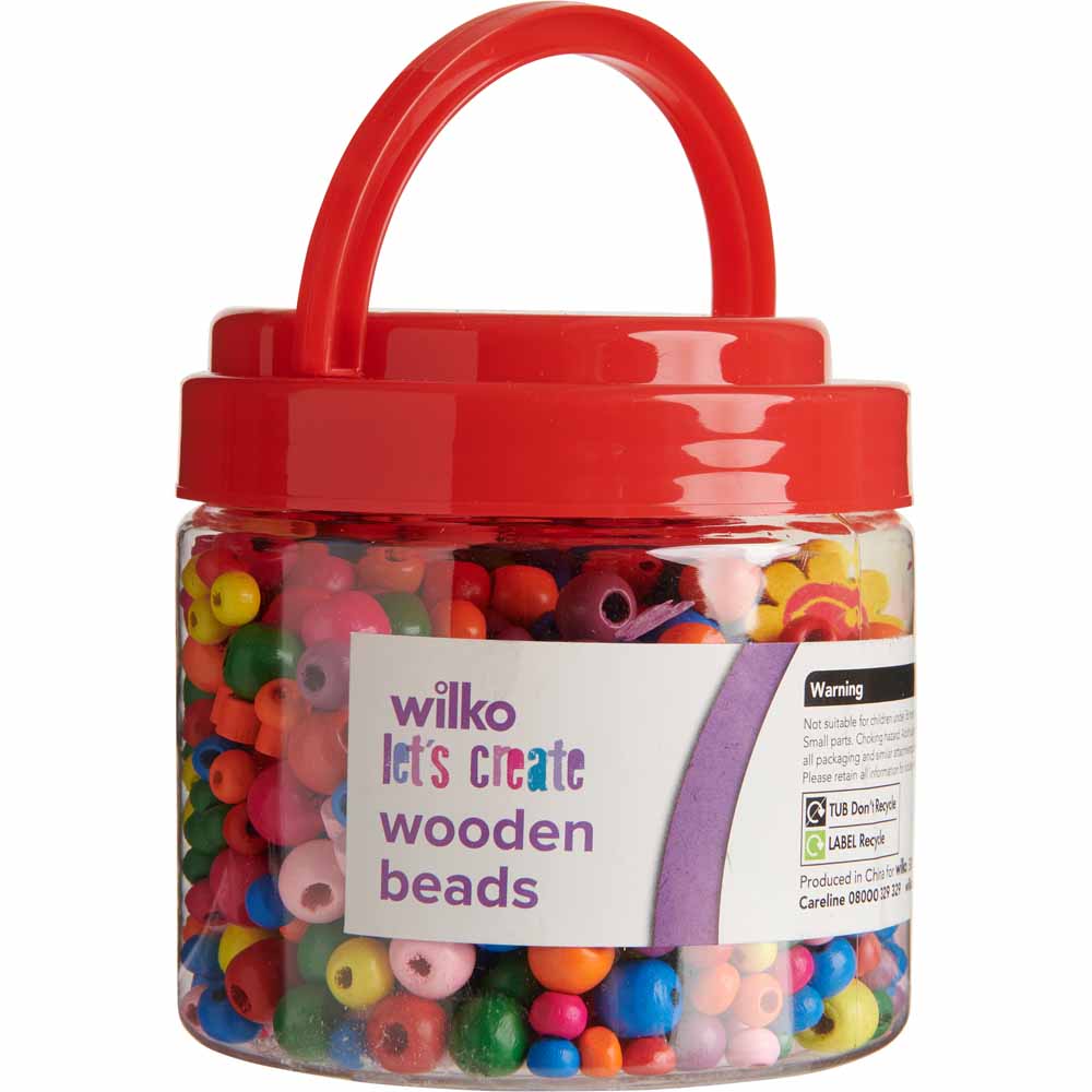 Wilko Tub of Wooden Beads Image