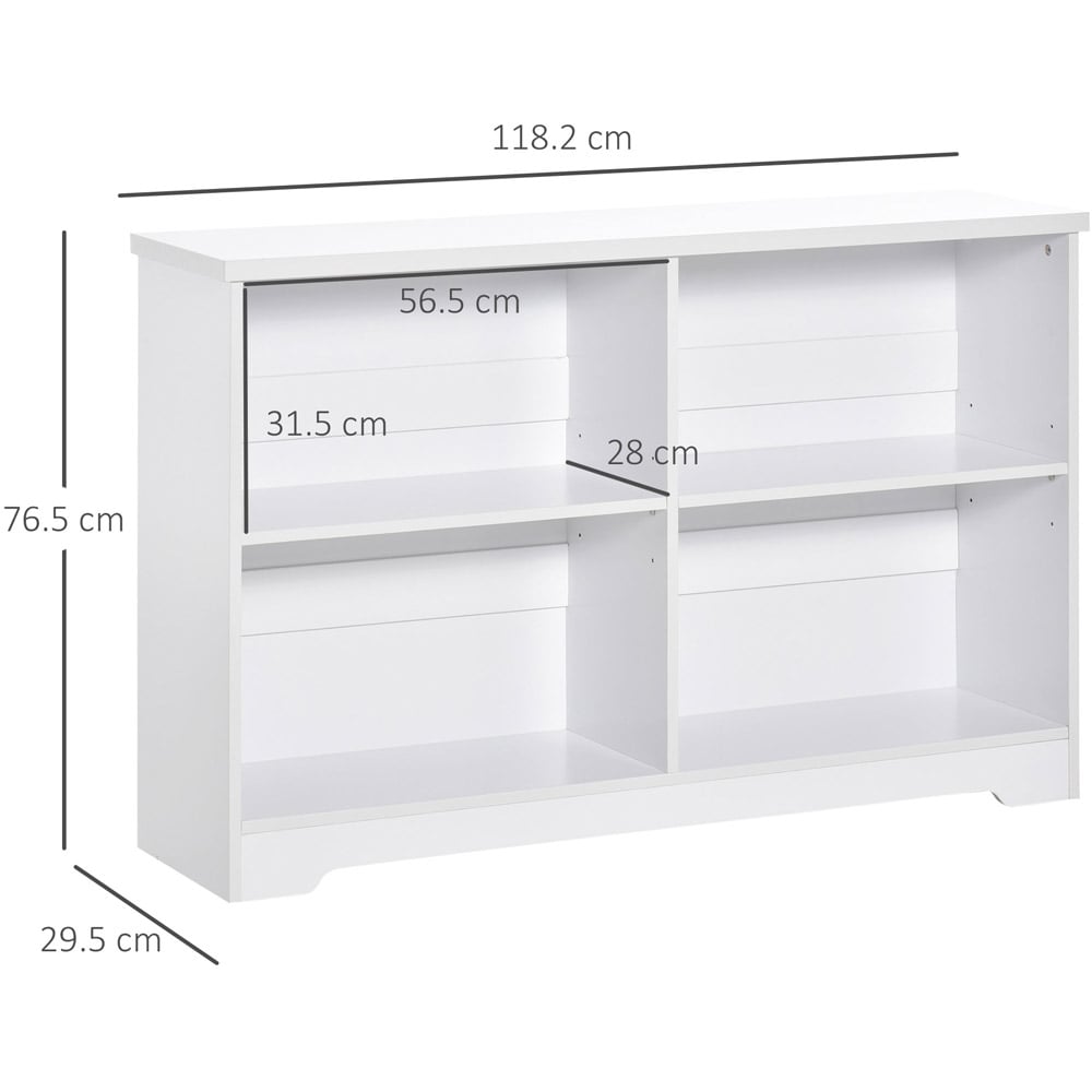 HOMCOM 4 Shelf White Low Bookcase Image 8