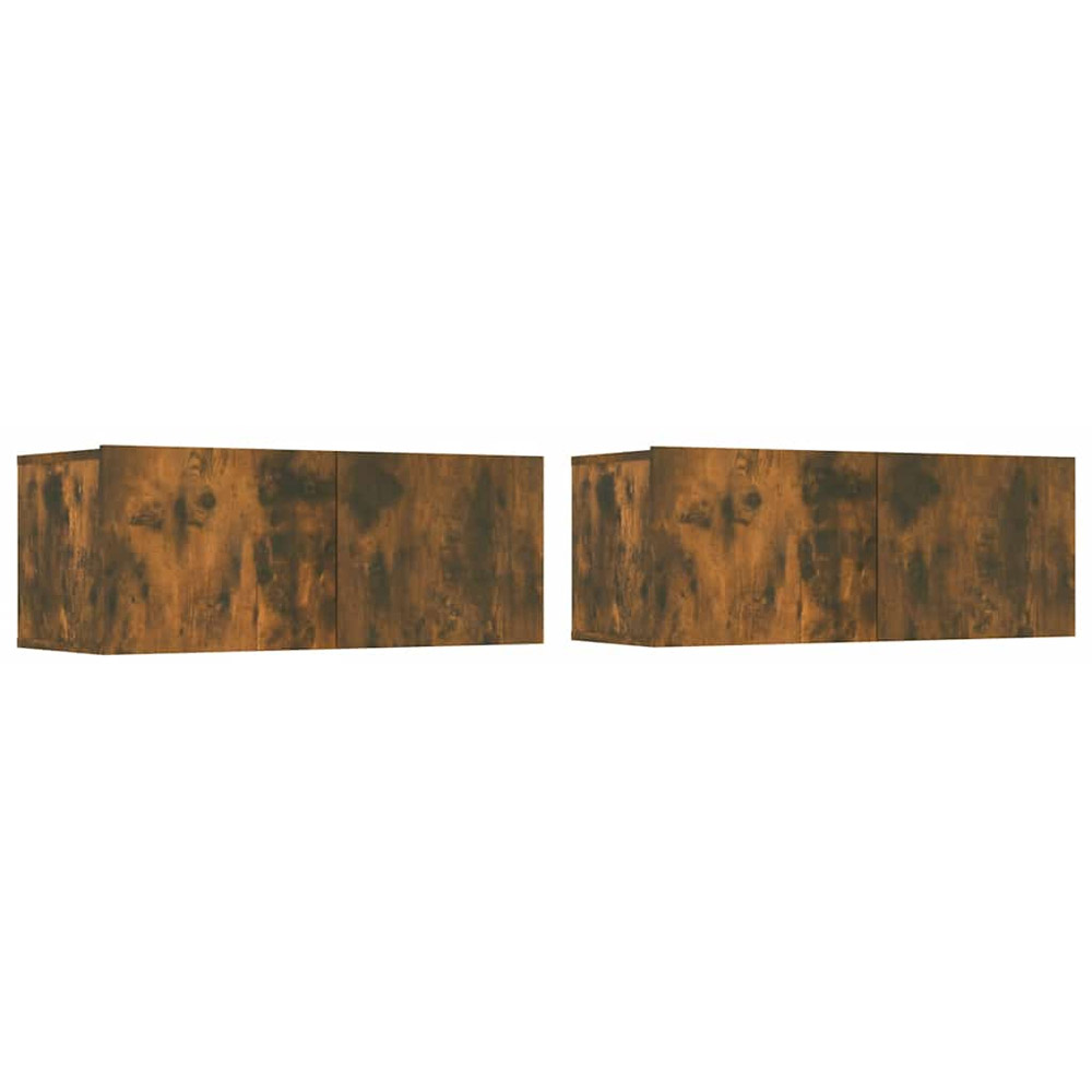 vidaXL 2 Flap Door Smoked Oak TV Cabinet Set of 2 Image 2