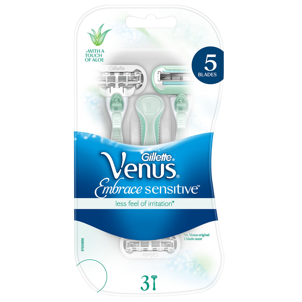 Gillette Venus Embrace Sensitive Women's Disposable Razor 3 pack Image