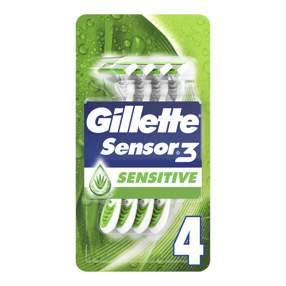 Gillette Sensor 3 Sensitive Disposable Men's Razor 4 pack Image 1