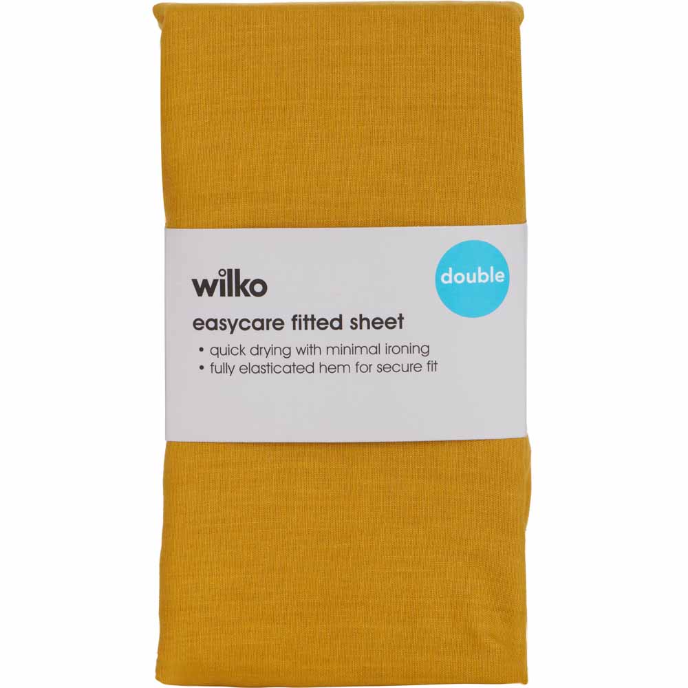 Wilko Double Mustard Fitted Bed Sheet Image 2
