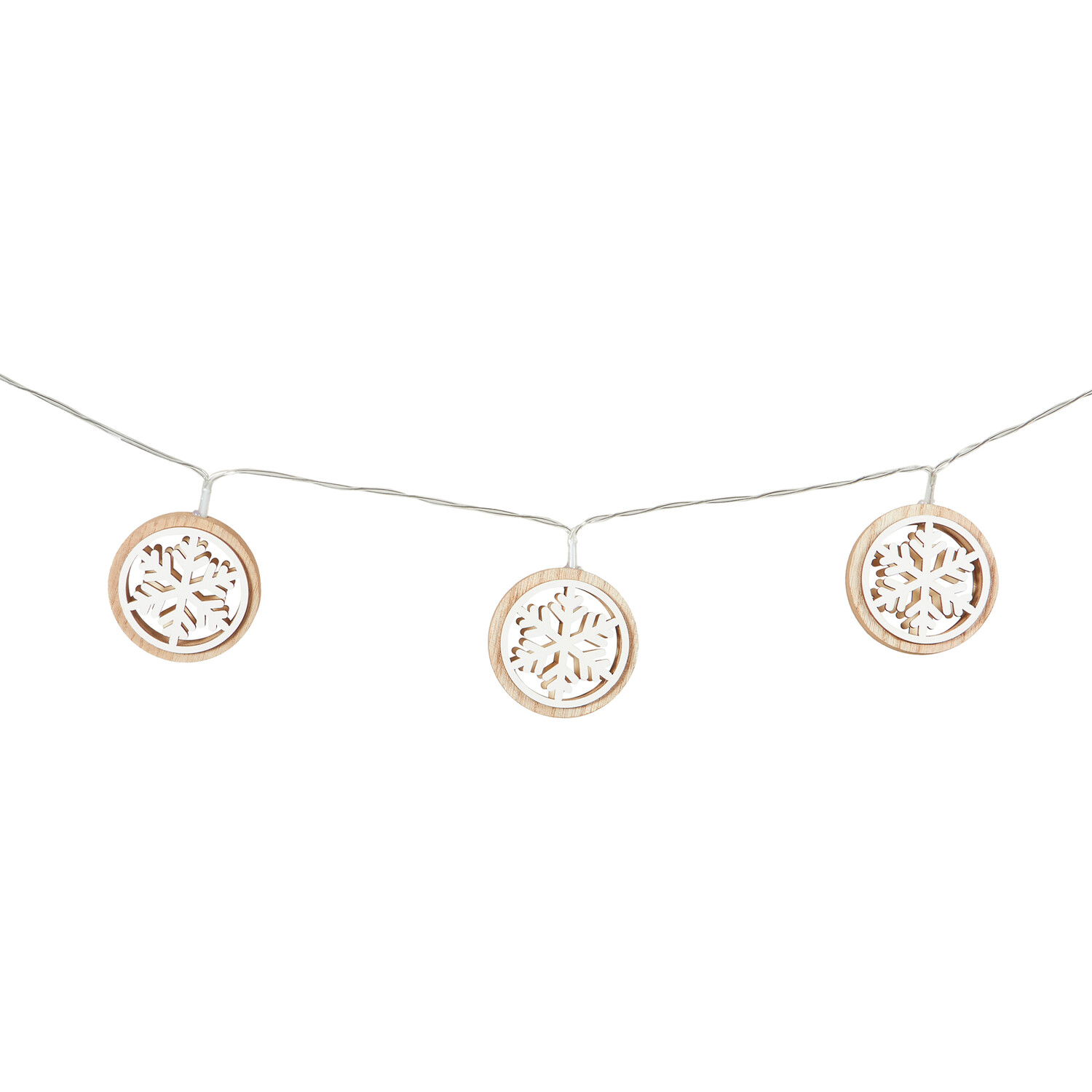 Wooden Snowflake LED String Lights Image 1