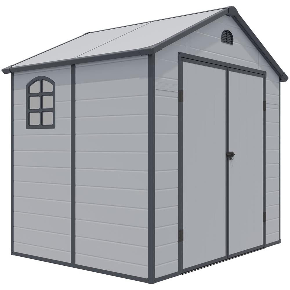 Rowlinson 8 x 6ft Light Grey Airevale Plastic Garden Shed Image 1