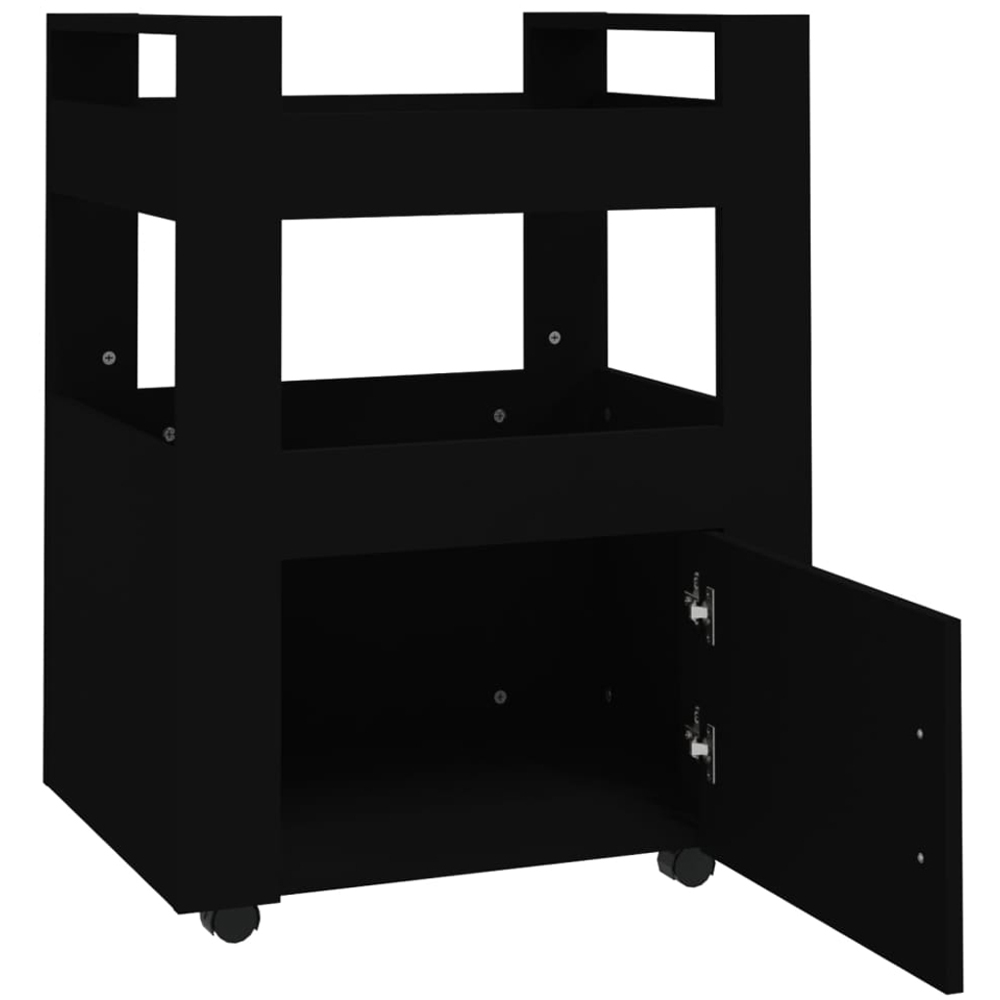 vidaXL Single Door 2 Shelf Black Kitchen Trolley Image 6