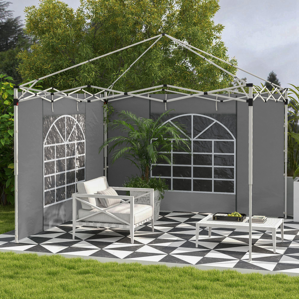 Outsunny Light Grey Replacement Gazebo Side Panel 2 Pack Image 1