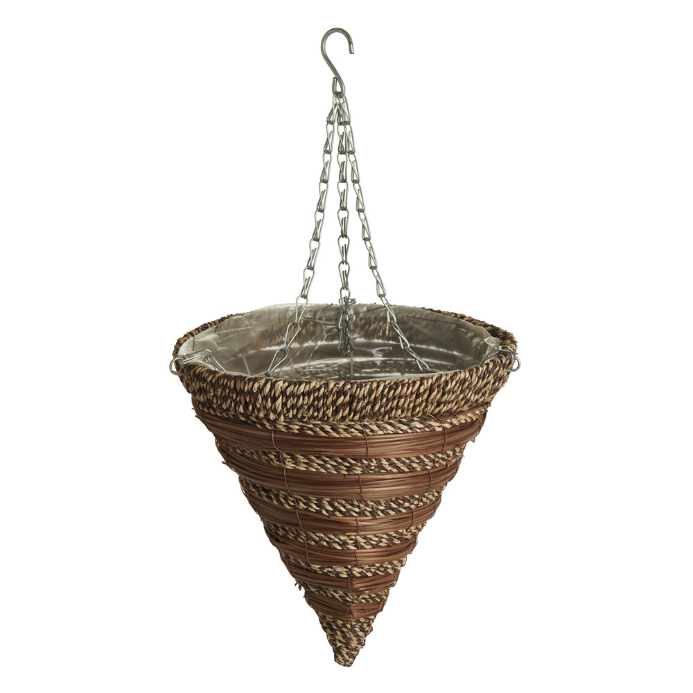 Wilko 30cm Seagrass Cone Hanging Basket Image 1