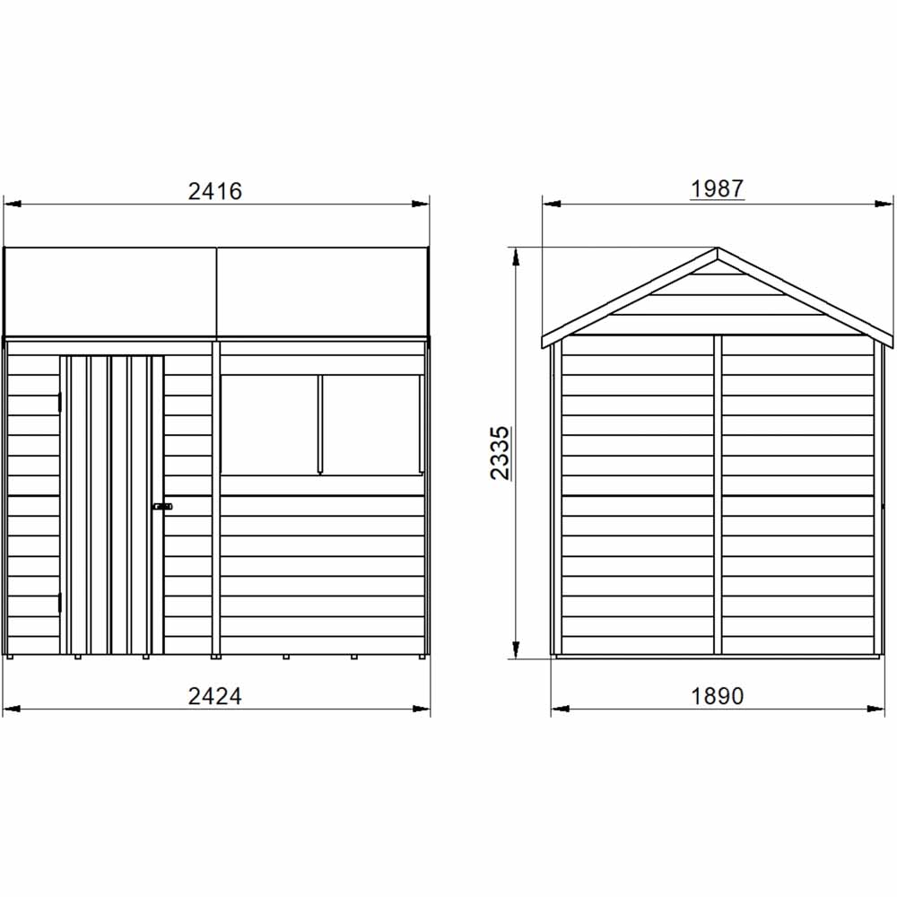 Forest Garden 8 x 6ft Overlap Pressure Treated Reverse Apex Shed Image 15