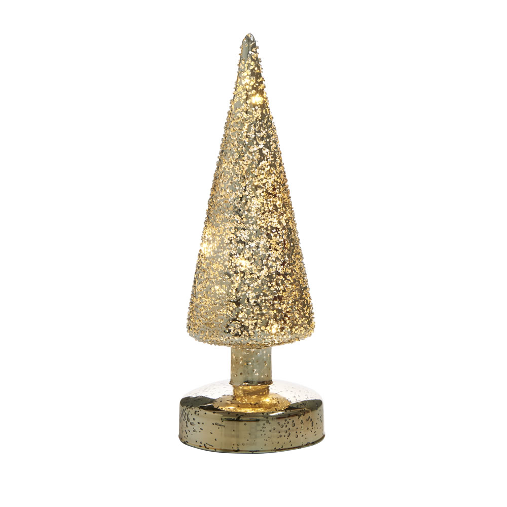 Wilko Small Luxe Sparkle Gold LED Christmas Tree Ornament Image 1