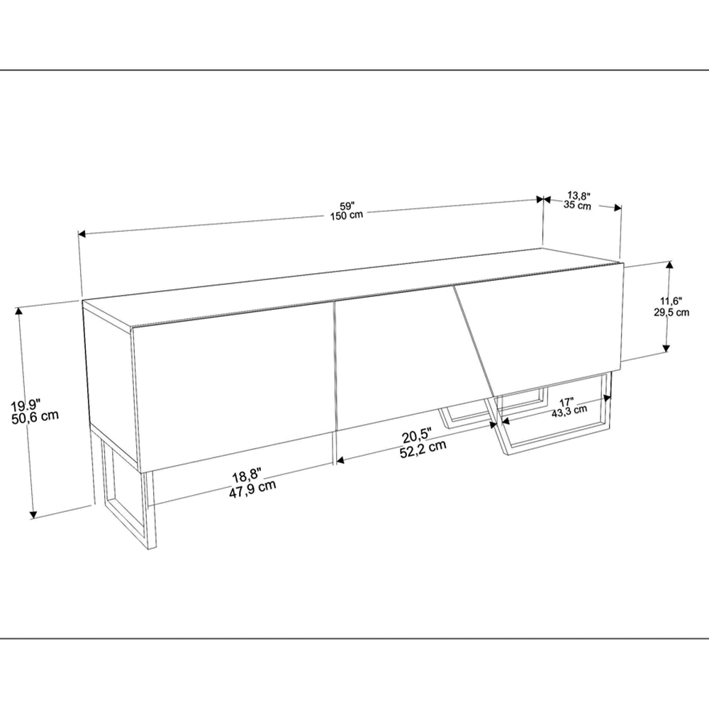 Decorotika Parla 3 Door Black Marble and White TV Unit Image 8