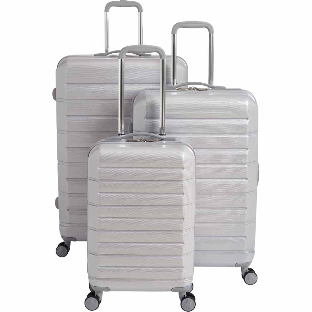 Wilko Hard Shell Suitcase Silver 25 inch Wilko