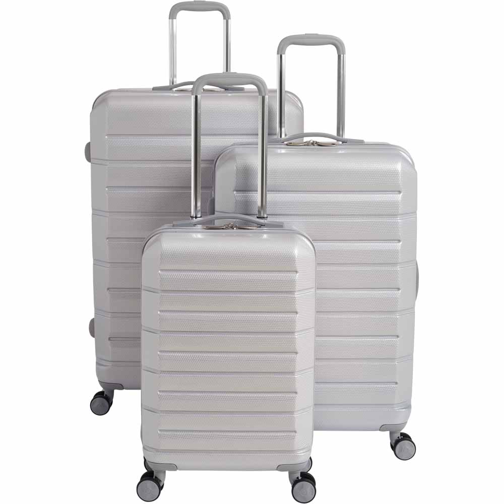 Wilko Hard Shell Silver Suitcase Bundle Image 1