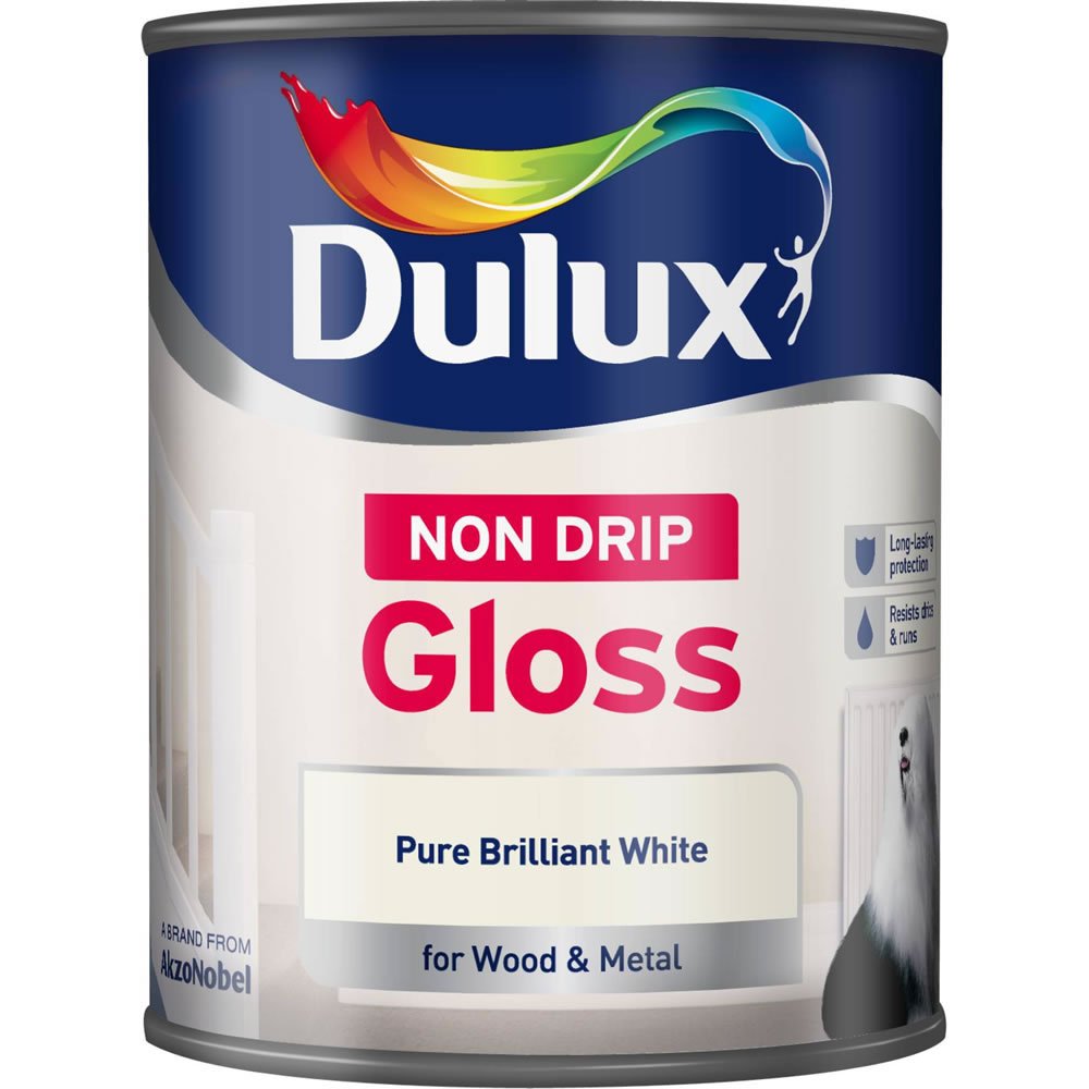 Dulux Non Drip Wood and Metal Pure Brilliant White Gloss Paint 750ml Image 2