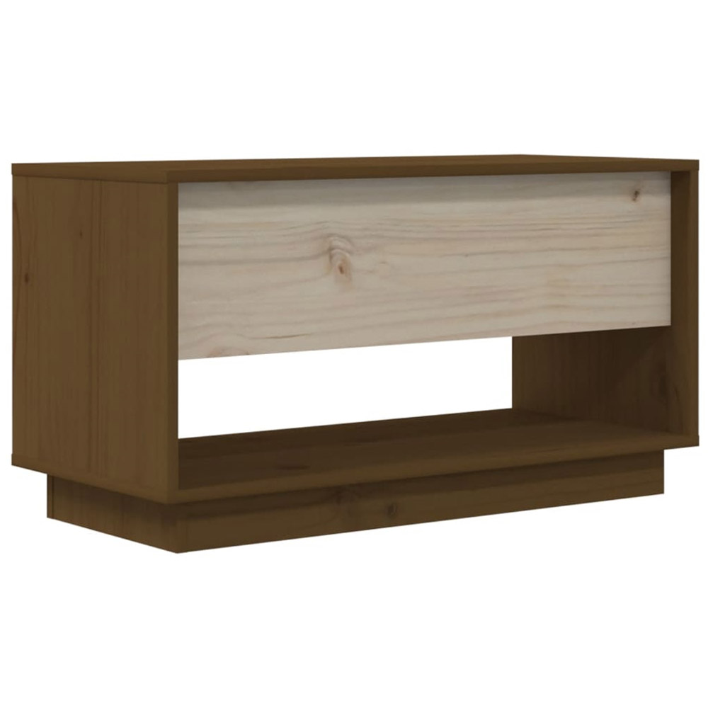 vidaXL 2 Drawer Single Shelf Honey Brown Solid Wood Pine TV Cabinet Image 6
