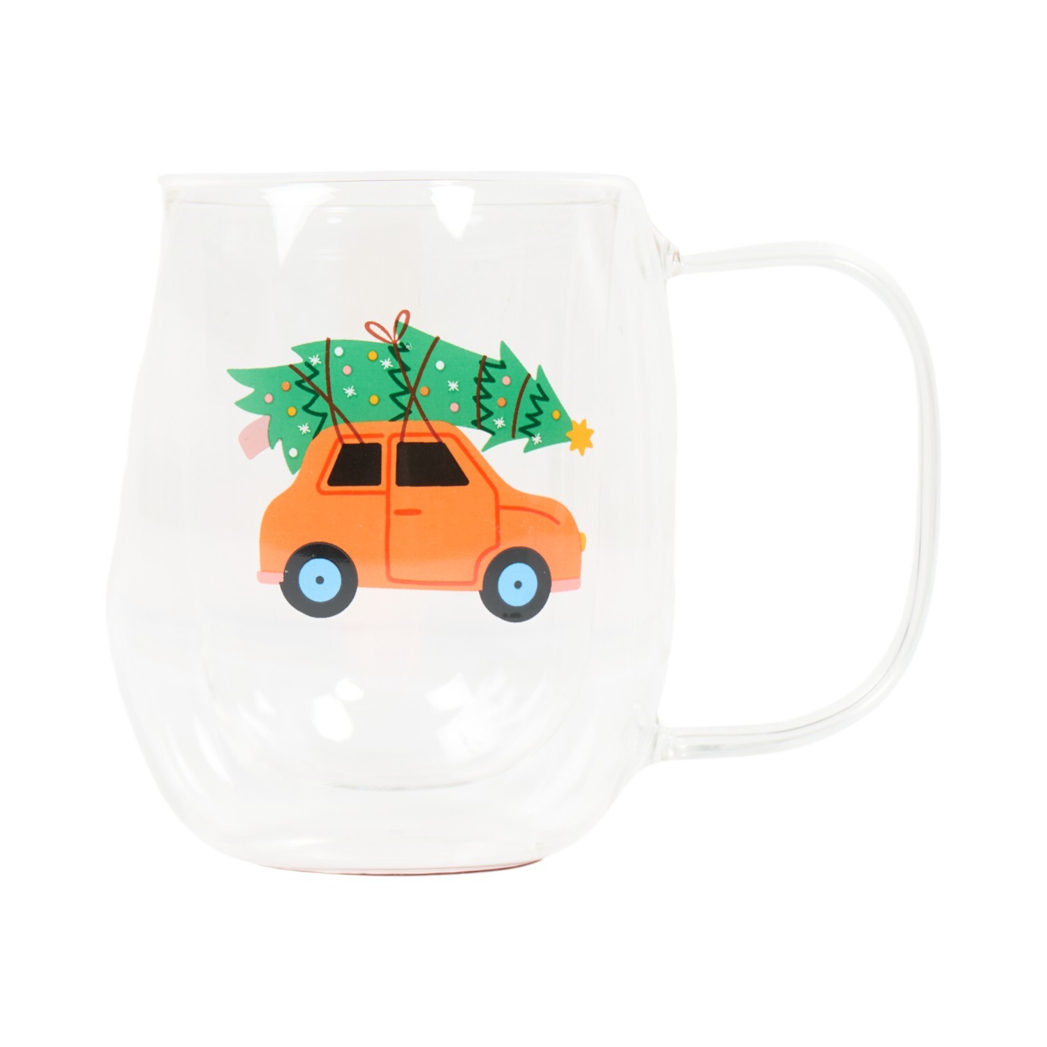 Double Wall Christmas Glass Mug Image 3