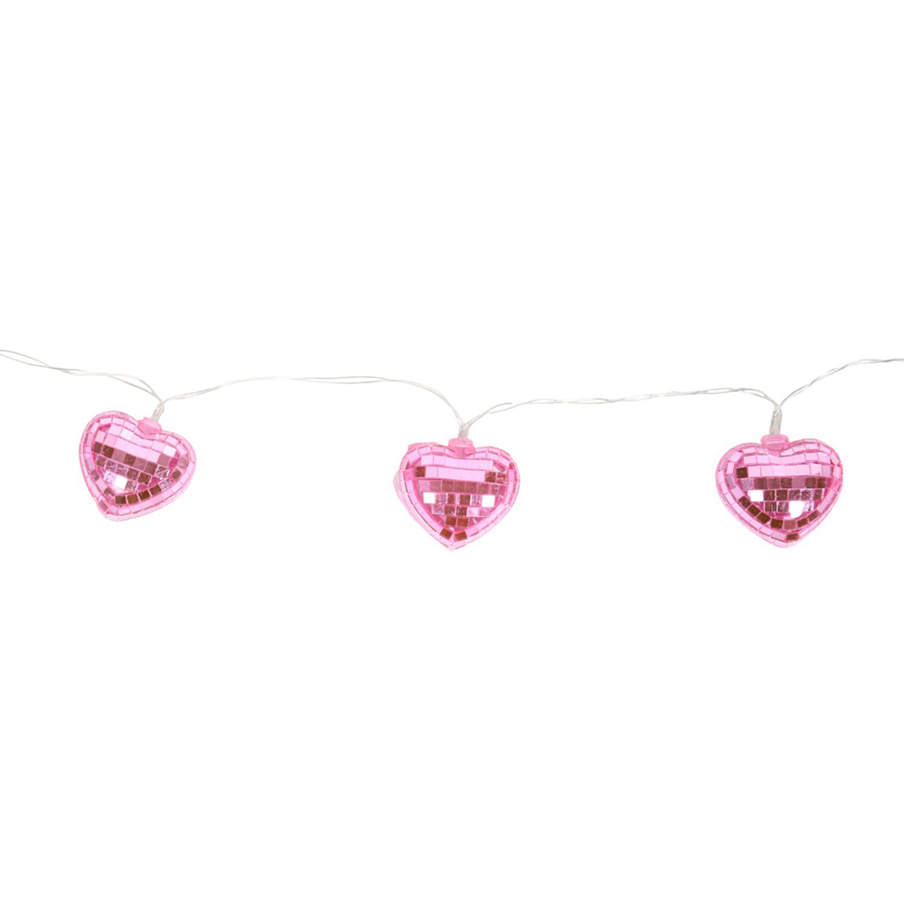 Disco Heart String Lights Pink Image 4