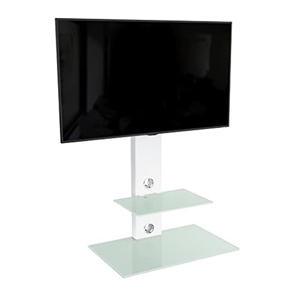 AVF Lesina Satin White and Aqua White Glass Pedestal TV Unit Image 3