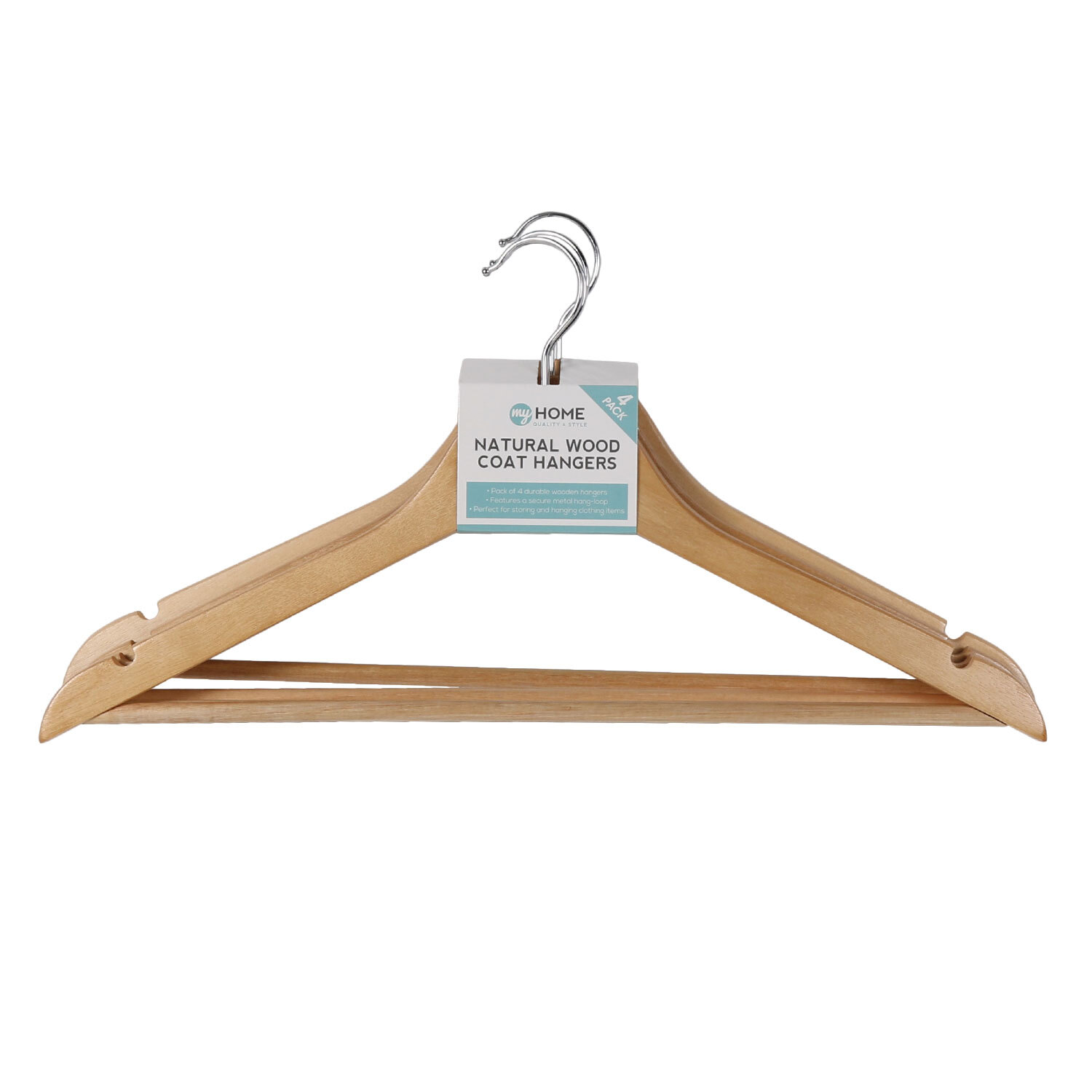 My Home Natural Wood Coat Hanger 4 Pack Image