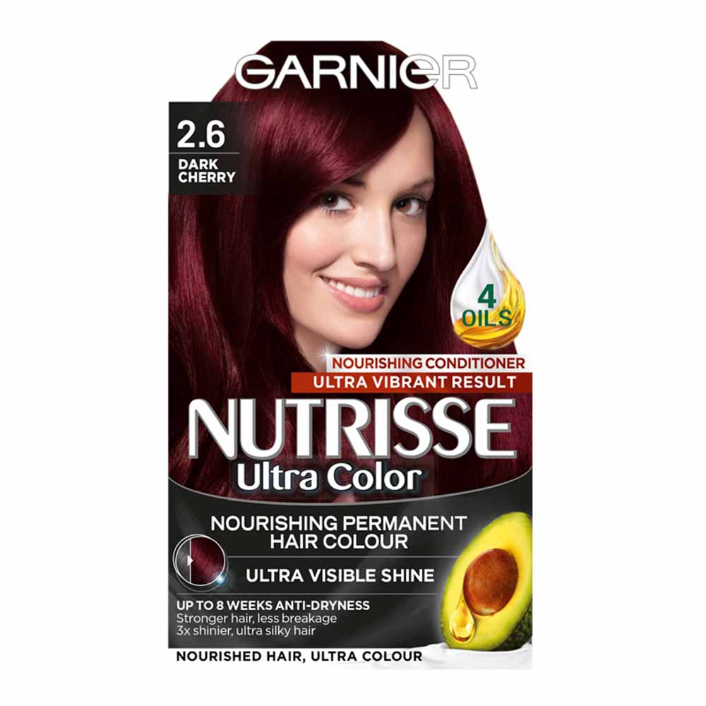 Grusom betale Norm Garnier Nutrisse 2.6 Ultra Dark Cherry Red Permanent Hair Dye | Wilko