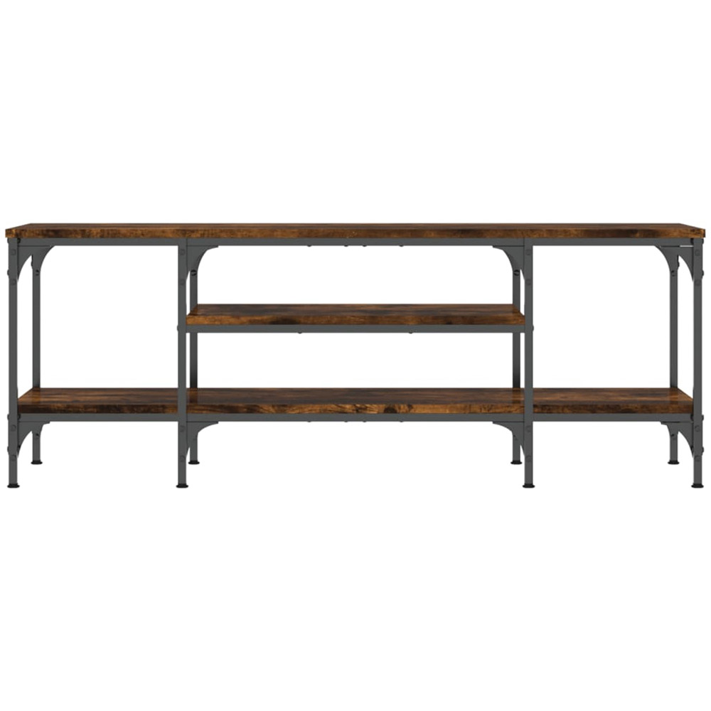 vidaXL 4 Open Shelf Smoked Oak and Black TV Cabinet Image 4
