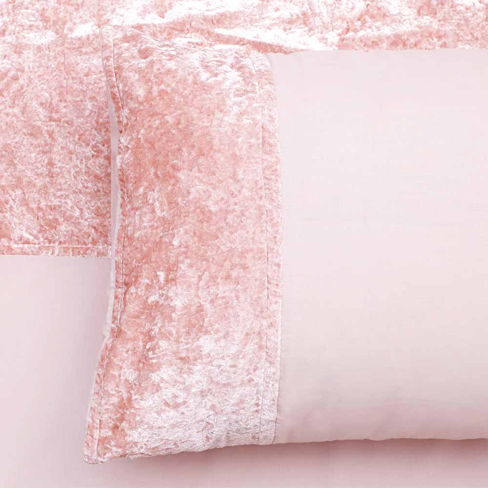 Wilko Crushed Velvet Effect Pink Easy Care Double Duvet Set Wilko