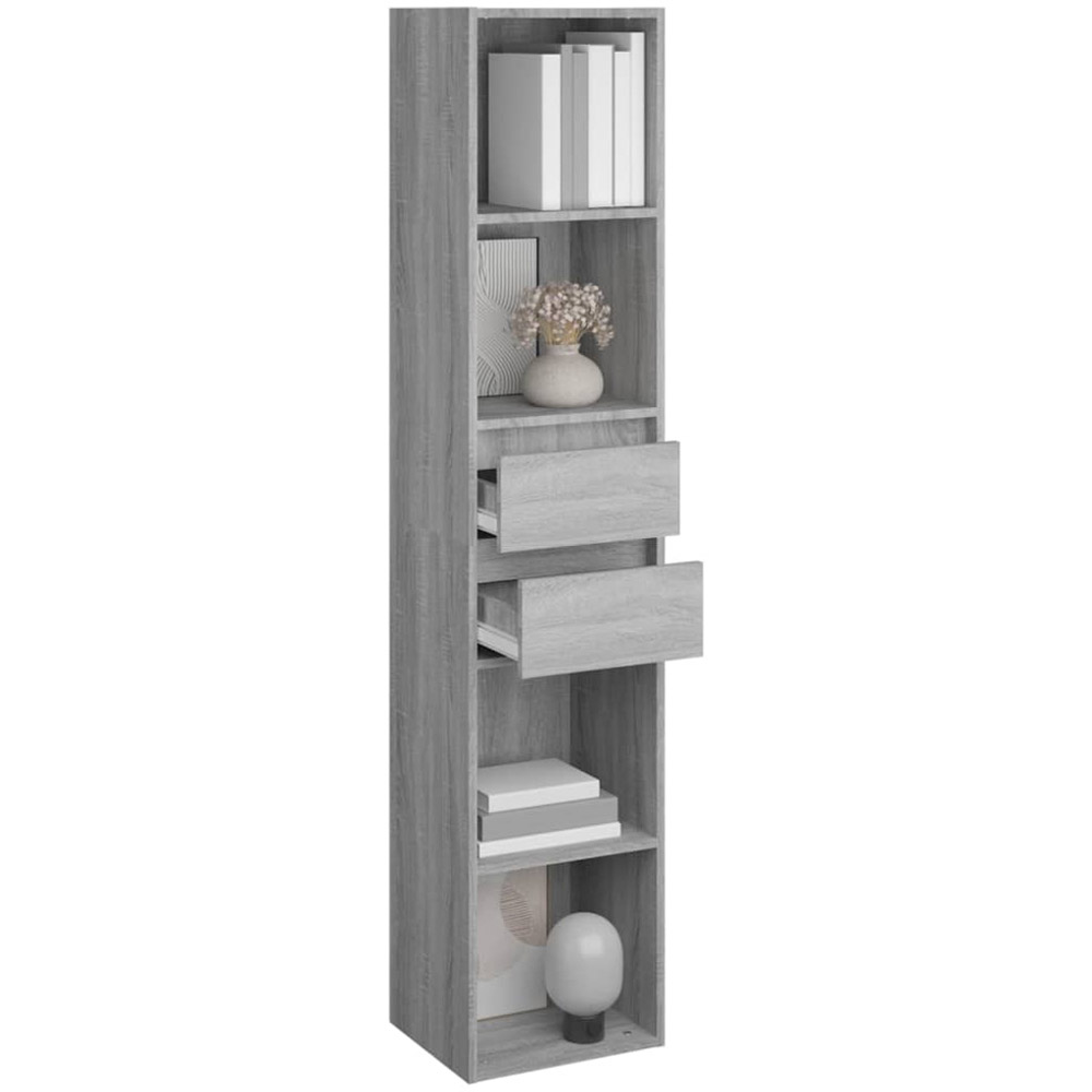 vidaXL 2 Drawer 4 Shelf Grey Sonoma Wooden Bookcase Image 6