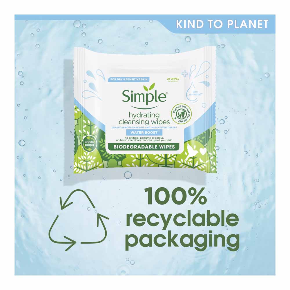 Simple Water Boost Wipes biodegrad 20pk Image 5