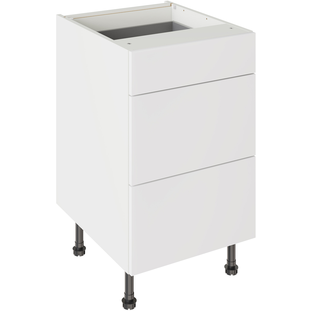 Kitchen Kit Slab Standard White 3 Drawer Base Kitchen Cabinet Flatpack 500mm Image 2