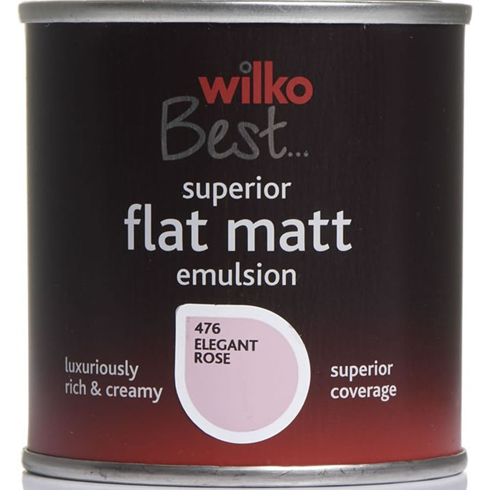 Wilko Flat Matt Emulsion Paint Tester Pot         Elegant Rose 125ml Image 1