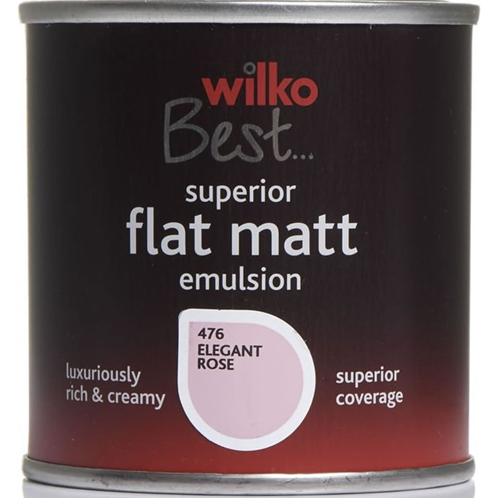 Wilko Flat Matt Emulsion Paint Tester Pot Elegant Rose 125ml Wilko