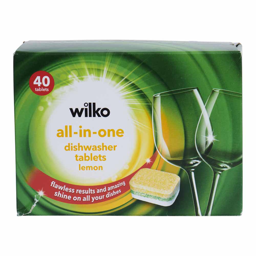 Wilko All in One Dishwasher Tablets Lemon 40pk Image 1