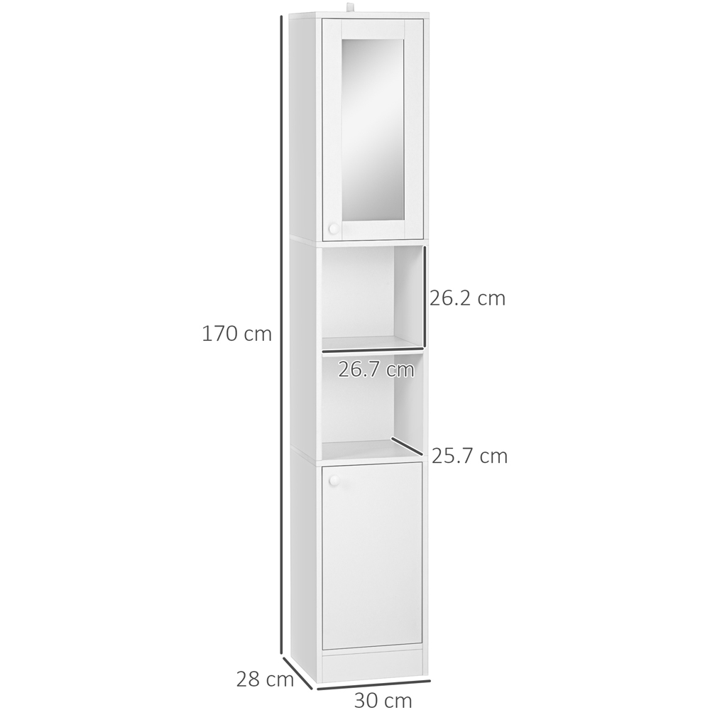 Portland 2 Door 2 Shelf White Mirrored Tall Bathroom Cabinet Image 9
