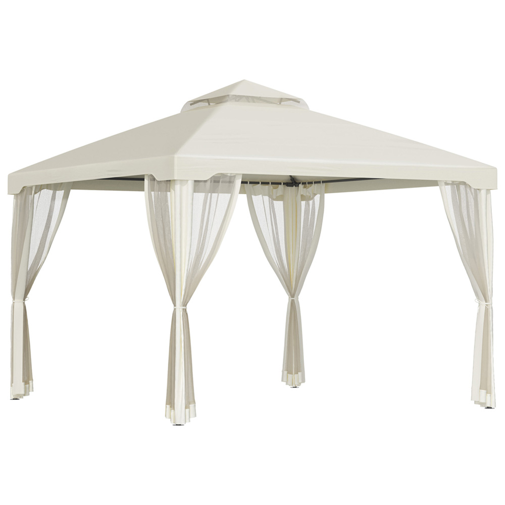 Outsunny 3 x 3m 2 Tier White Gazebo Image 2