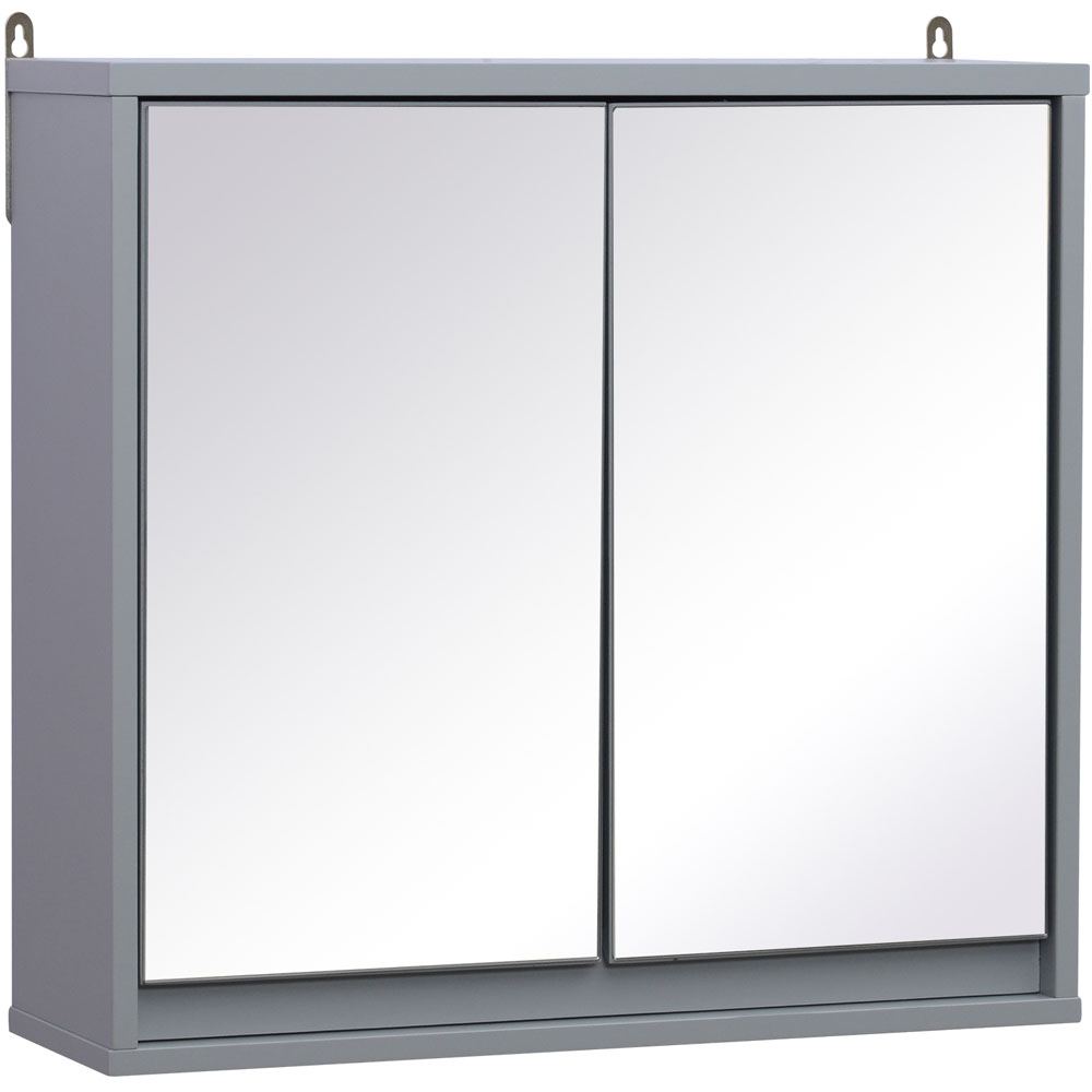 HOMCOM Grey Wall Mounted Mirror Bathroom Cabinet Image 2